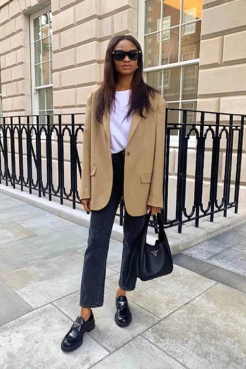 beige blazer outfit