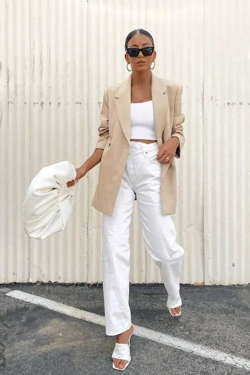 beige blazer outfit