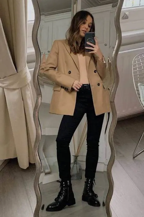 beige blazer outfit