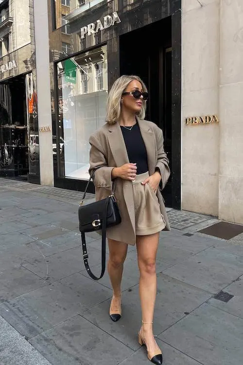 beige blazer outfit