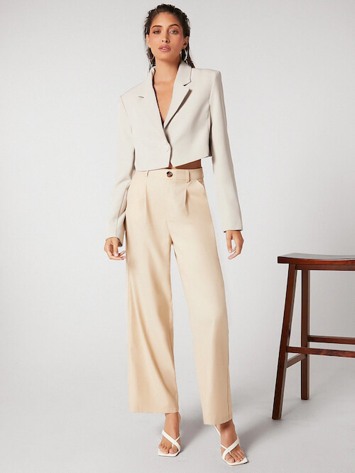 crop beige blazer outfits