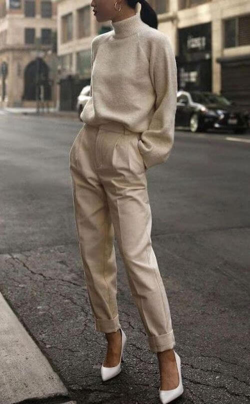 beige pants outfit