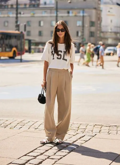 beige pants outfit