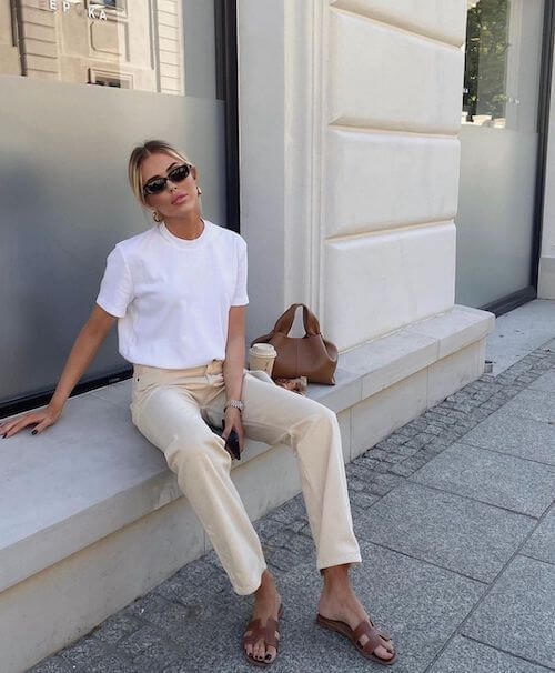 Beige pants sales womens outfit
