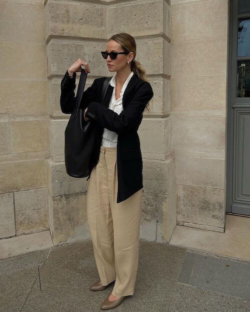 Beige pants deals and black blazer