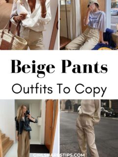 beige pants outfit ideas collage