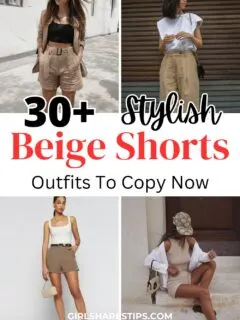 beige shorts outfit ideas collage