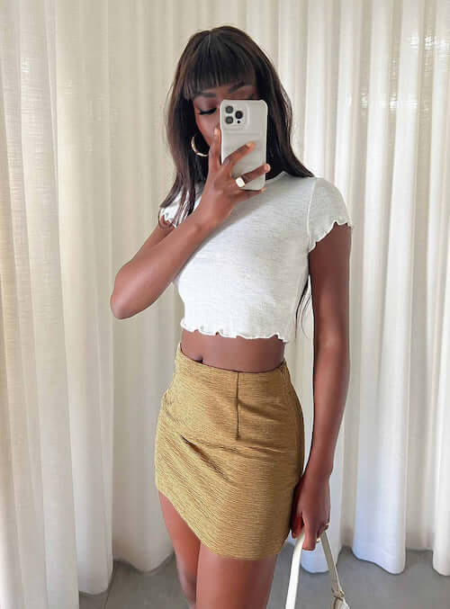 beige skirt outfits