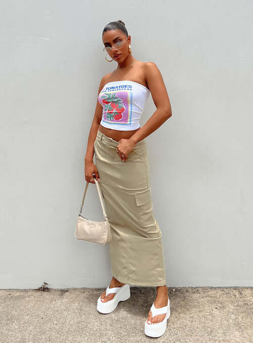 beige skirt outfits