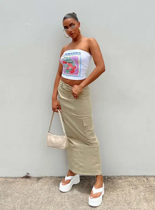 beige skirt outfits