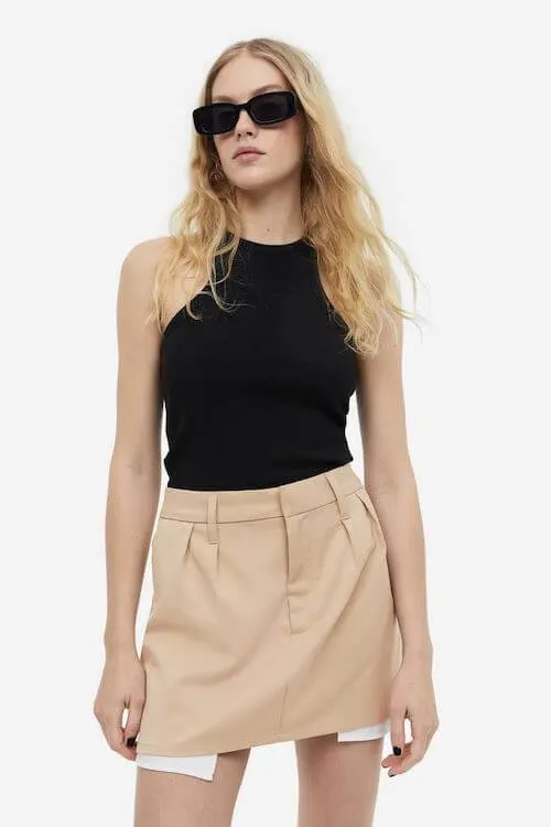 beige skirt outfits