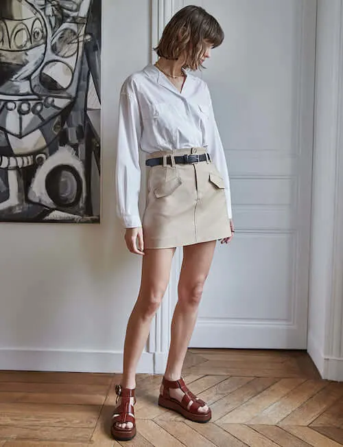 beige skirt outfits