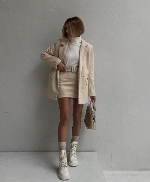 beige skirt outfits