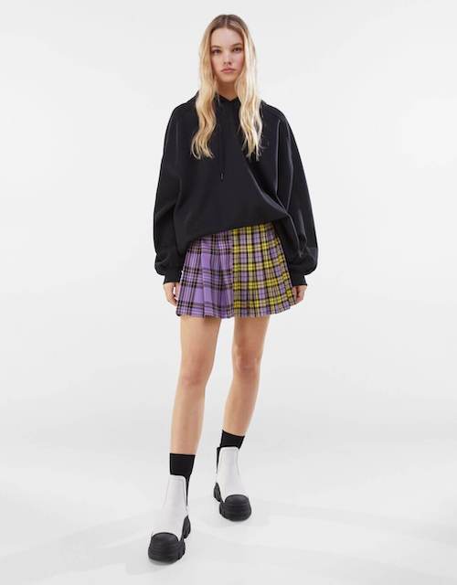 bershka tennis skirt plaid purple