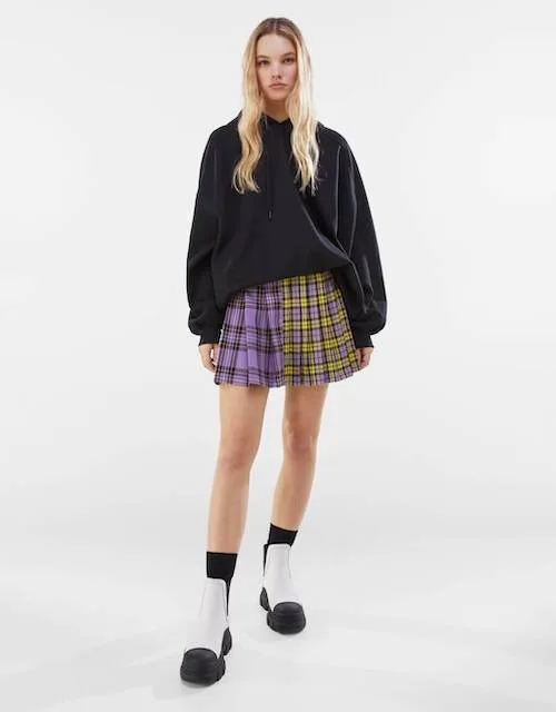 bershka tennis skirt plaid purple