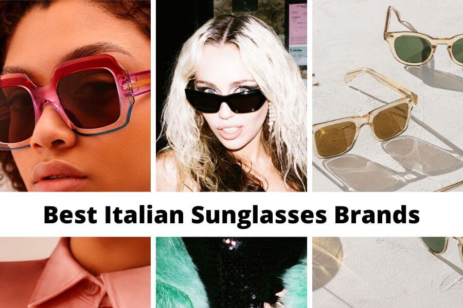 collage of the best Italian sunglasses brands