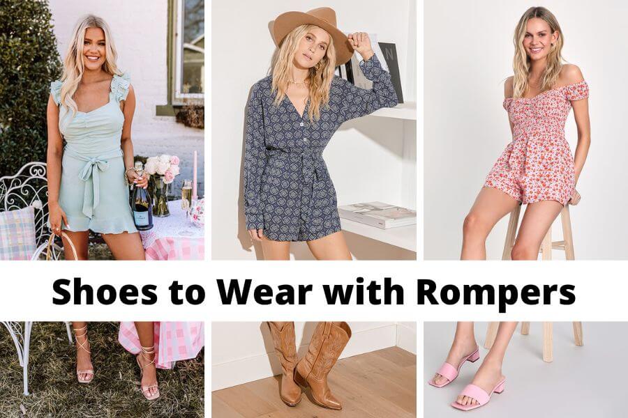 collage of shoes to wear with romper