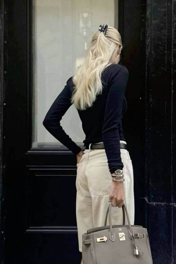 Effortless Neutrals with a Taupe Birkin Mom Aesthetic Outfit