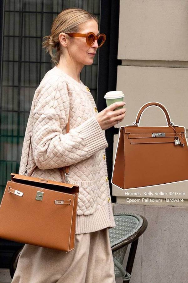 Cozy Neutral Knitwear Birkin Mom Aesthetic Outfit with Brown Bag