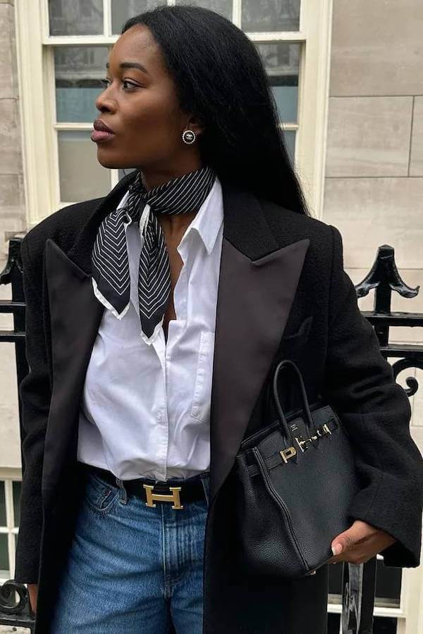 Classic White Shirt and Jeans Birkin Mom Aesthetic Outfit