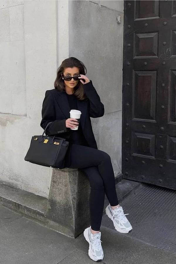 Athleisure Chic Birkin Mom Aesthetic Outfit with Sneakers
