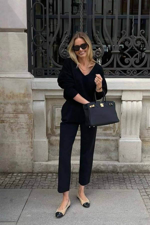 All-Black Sophisticated Birkin Mom Aesthetic Outfit