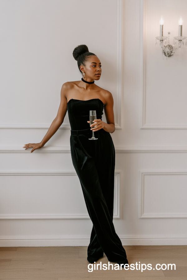 Black Velvet Strapless Jumpsuit