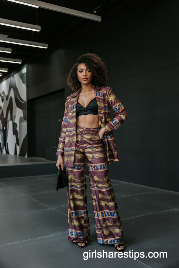 Vibrant Patterned Two-Piece Pantsuit
