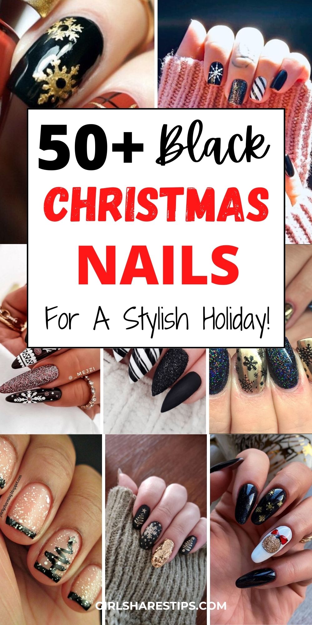 black Christmas nail ideas