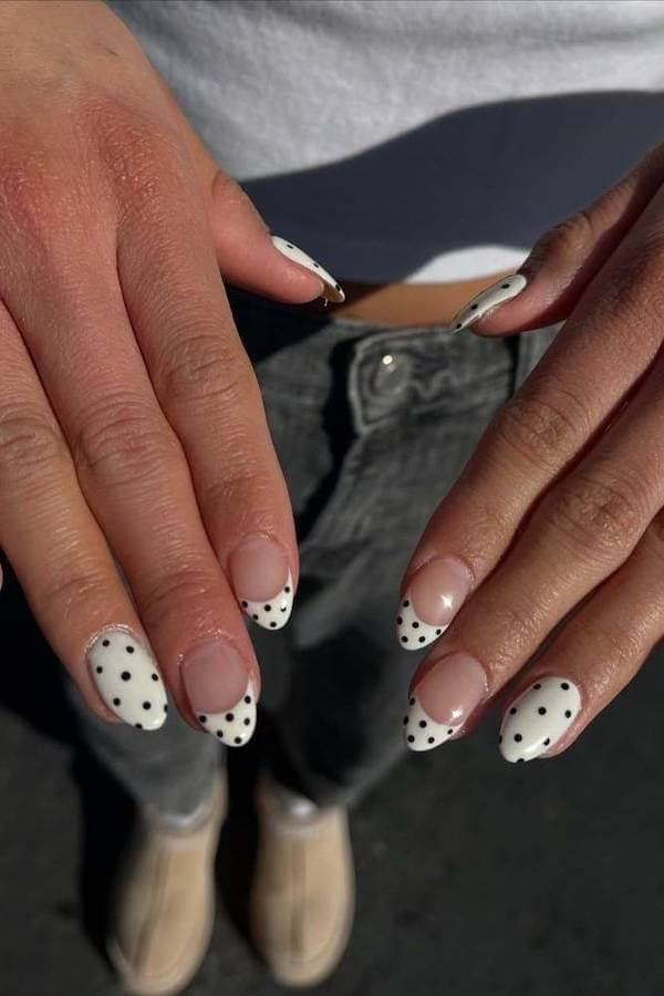 Black & White Polka Dot French Tips