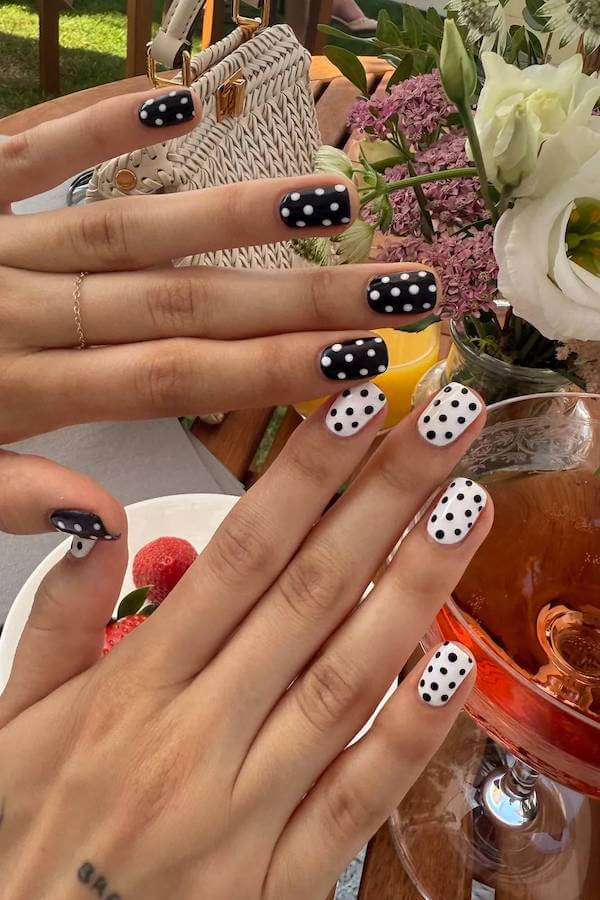 Black and White Party Polka Dot Nails