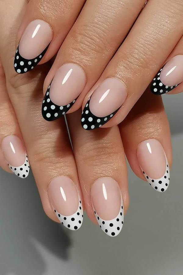 Polka Dot French Tip Nails