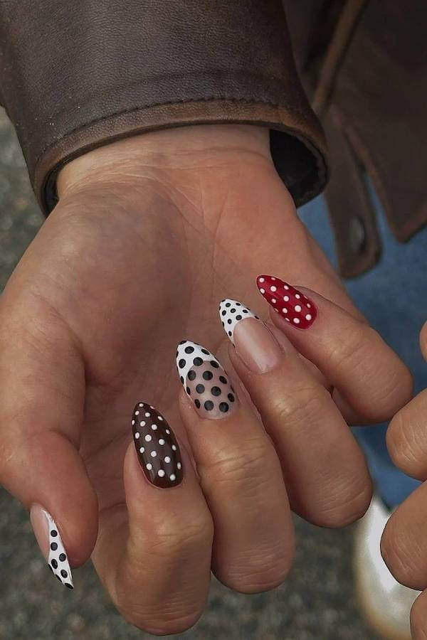 Multicolor Polka Dot Nails