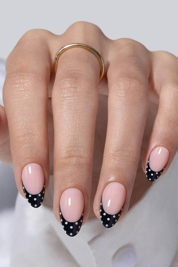 Black Polka Dot French Manicure