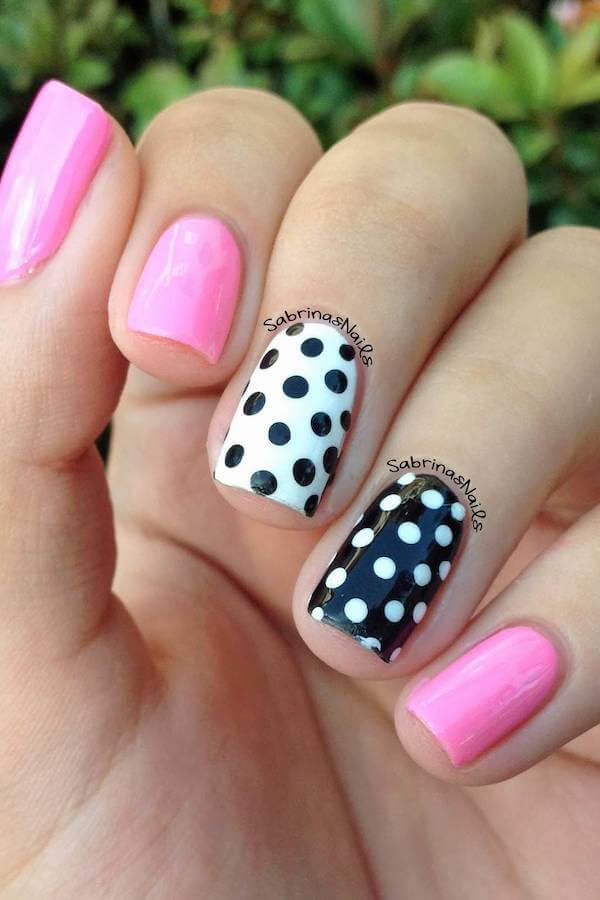 Pink and Polka Dot Nails