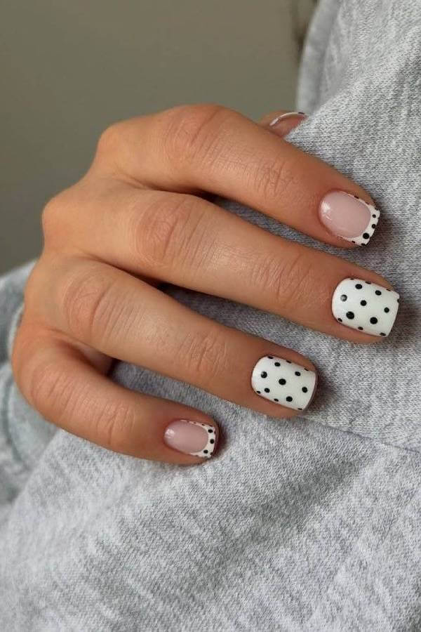 Minimal Polka Dot French Nails
