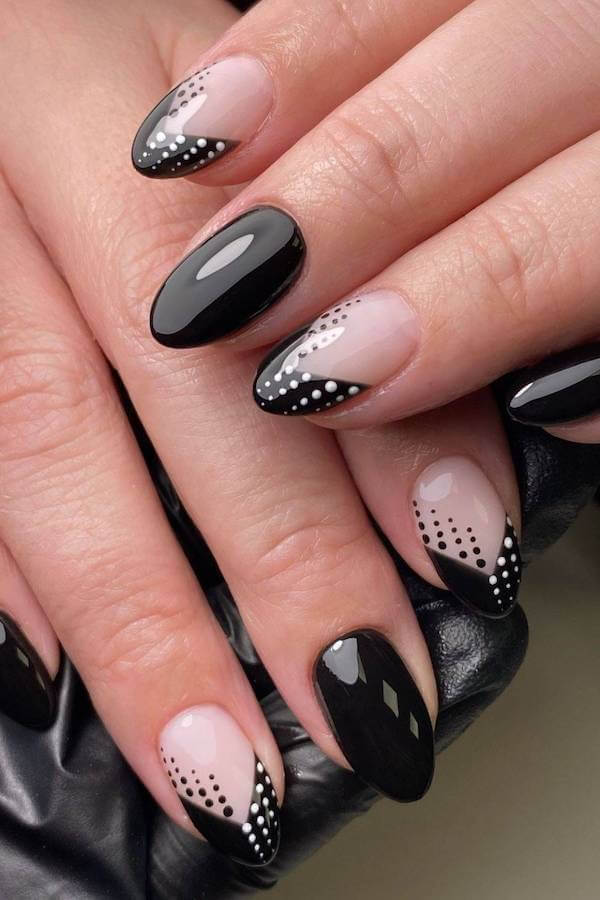 Glossy Black Dotted Tips