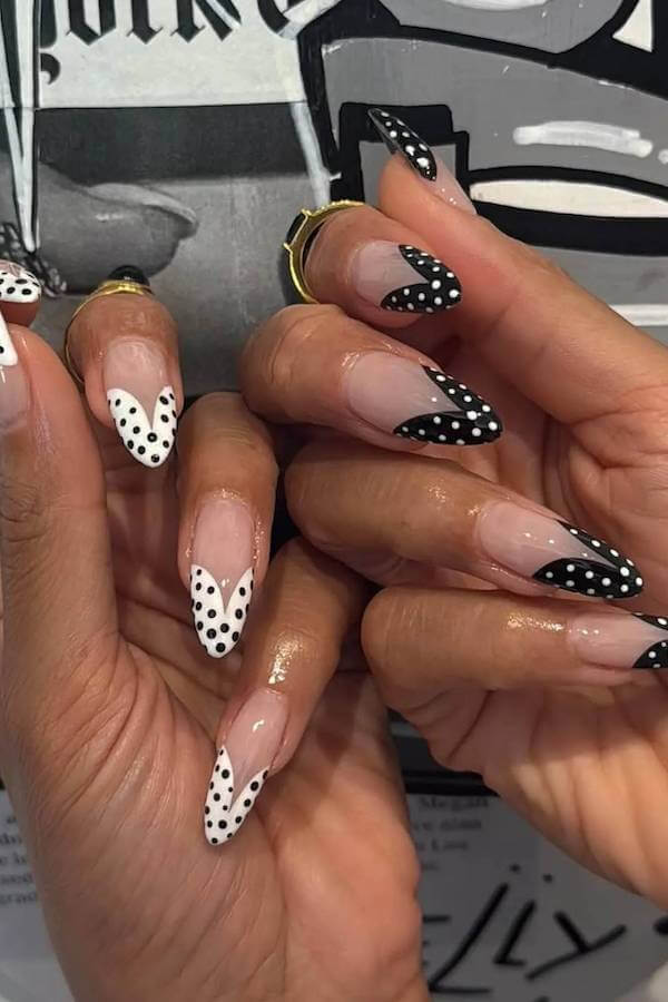 Heart Tip Polka Dot Nails