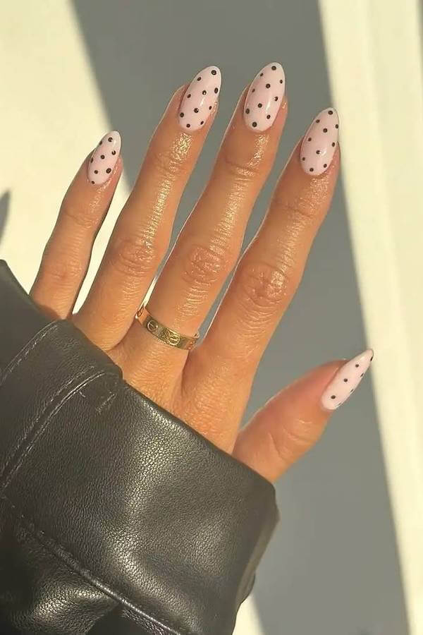 Soft Pink Polka Dot Nails