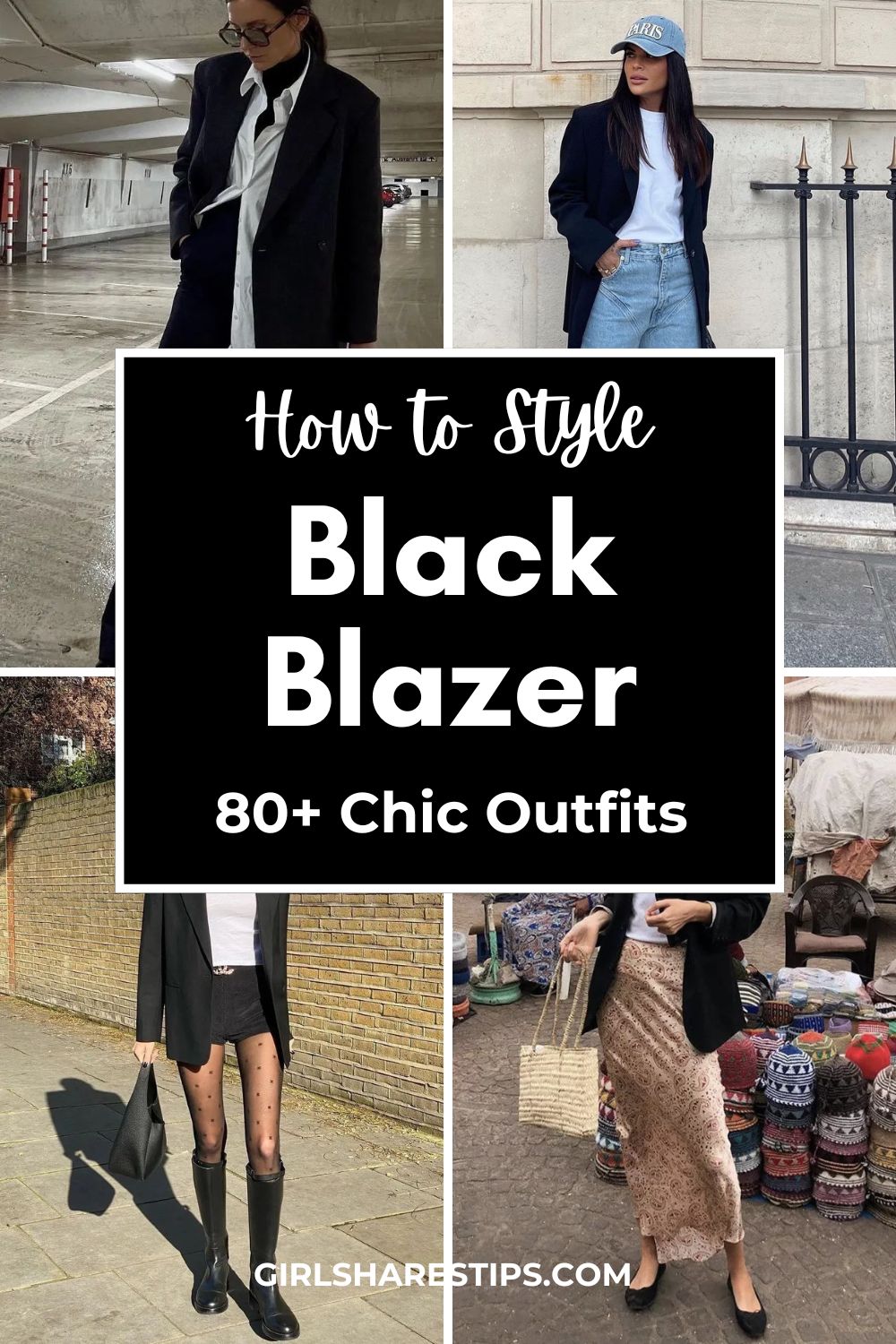black blazer outfit ideas collage