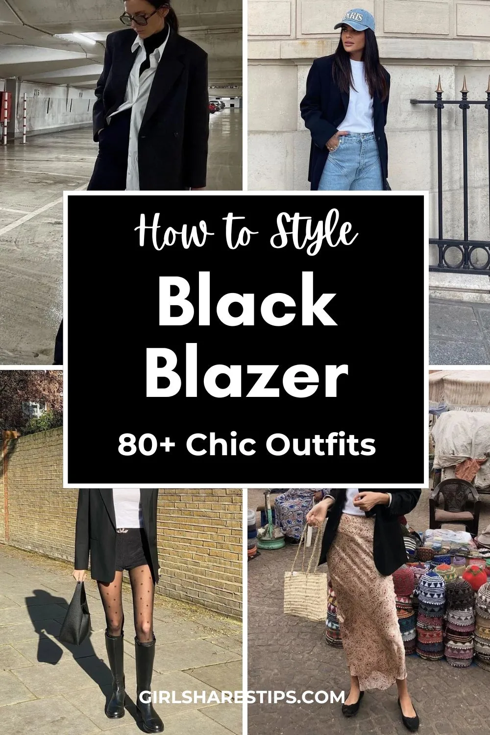 black blazer outfit ideas collage