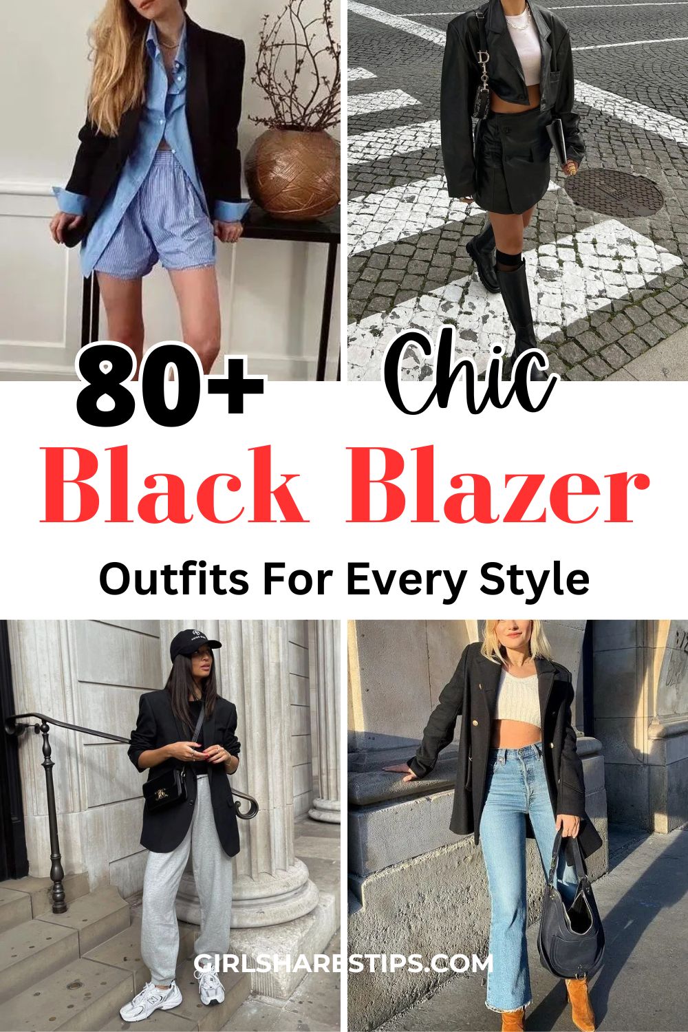 black blazer outfit ideas women collage