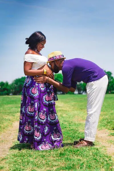 black couple outdoor maternity shoots