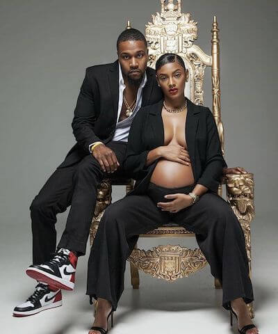 stylish black couple maternity pictures