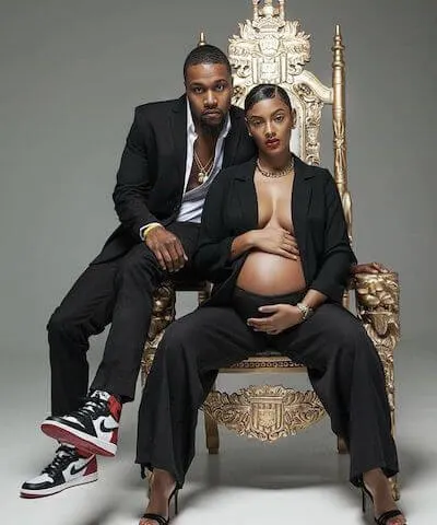 stylish black couple maternity pictures