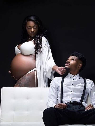 stylish black couple maternity pictures