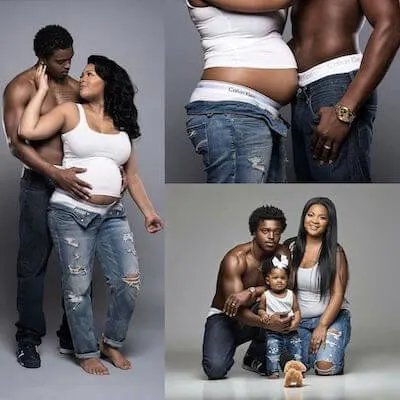 stylish black couple maternity pictures