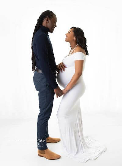 stylish black couple maternity pictures