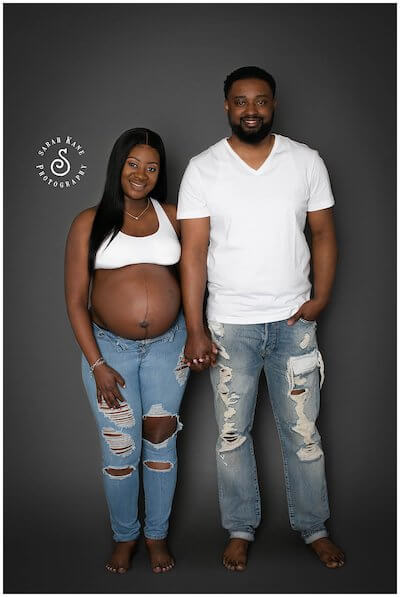 stylish black couple maternity pictures