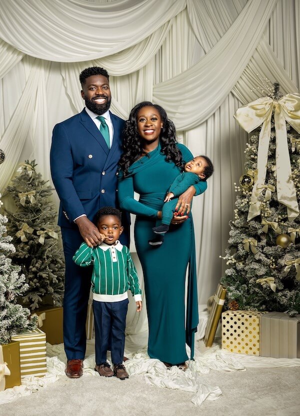 Modern Teal and Blue Holiday Family Photos